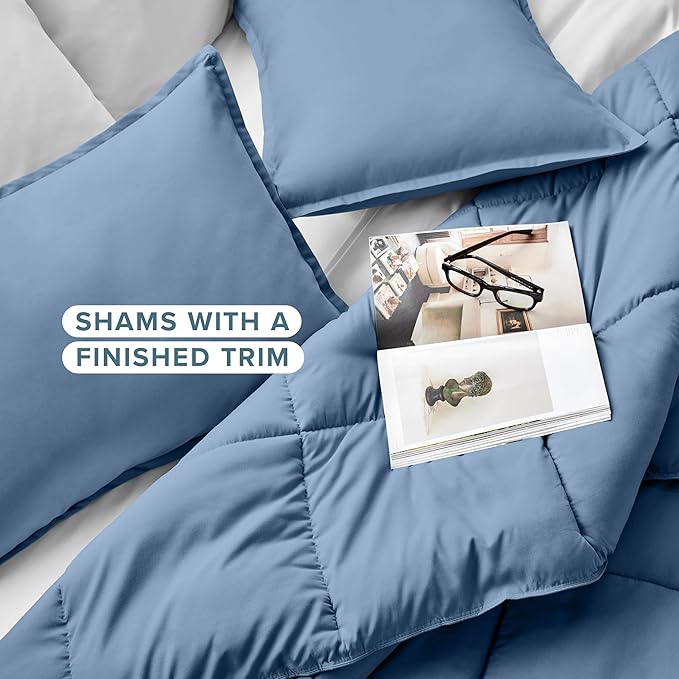 Bare Home Comforter Set - California King Size - Ultra-Soft - Goose Down Alternative - Premium 1800 Series - All Season Warmth (California King, Coronet Blue)