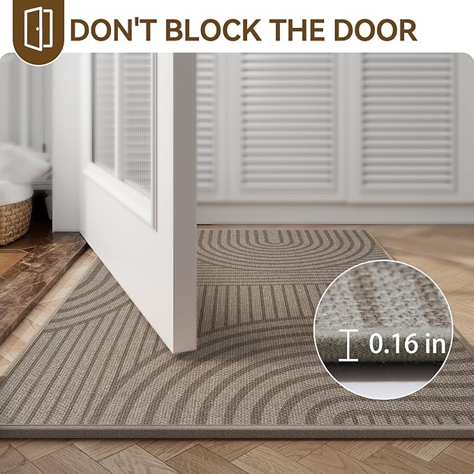 Front Door Mat 31''x47'', Absorbent Dirt Resist Washable Non Slip Low-Profile Indoor Doormat, Easy Clean Welcome Entryway Door Mats, Brown - Image 5