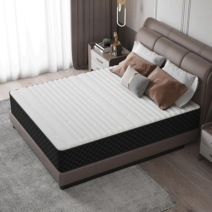 Twin Mattress, 12 Inch Hybrid Mattress with Breathable Foam & Individually Pocket Springs, Medium Firm Memory Foam Mattress in a Box for Back Support, Twin Size 75x38x12 Inch