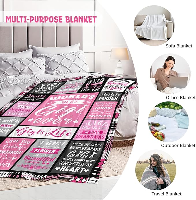 Gigi Gifts for Grandma - World's Best Gigi Ever Gifts on Christmas Mothers Day Birthday - Birthday Gift for Grandma from Grandkids Unique - Gigis Life Blanket 60"x80"