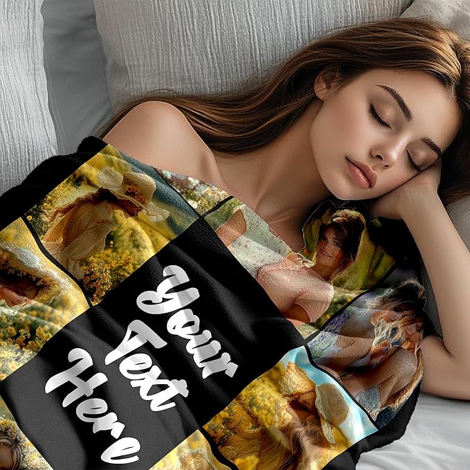 Personalized Blanket Custom Blanket with Photos, Personalized Picture Throw Blanket, Custom Birthday Christmas Valentines Day Gifts for Friends, Mom, Dad, Couple, Girlfriends, Boyfriends