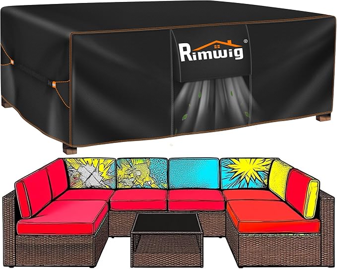 Extra large Patio Furniture Set Covers Waterproof, outdoor furniture clearance, Outdoor Sectional Sofa Couch Set Covers, Dining Table Chair Set Cover Rectangular Heavy Duty 110" L x 83" W x 28" H by Rimwig