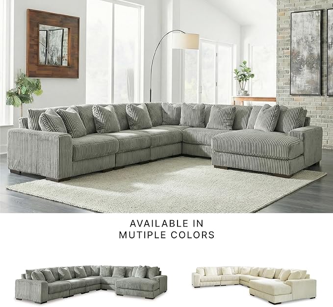 Signature Design by Ashley Contemporary Lindyn U-Shape Left-Arm Facing 6-Piece Sectional with Chaise and Reversible Cushion, Gray
