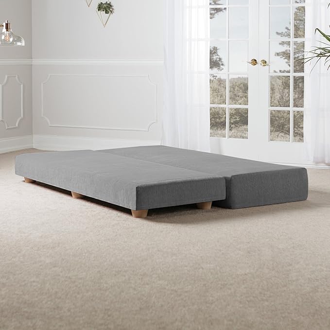 Jaxx Alon Daybed - Fold-Out Sleeper Chaise with Premium Memory Foam Queen-Size Mattress - Made in The USA, Grey
