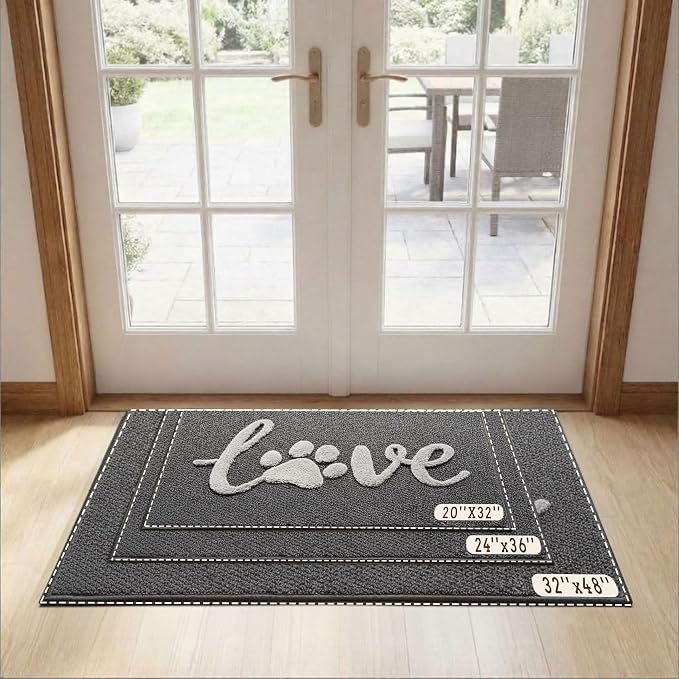 Bulijojo Love Door Mat 24x36 Inch, Non Slip Rubber Backing Entrance Mat,Dirt Resistant and Absorbent Welcome Mats,Low-Profile Floor Mats for Entryway Grey - Image 5