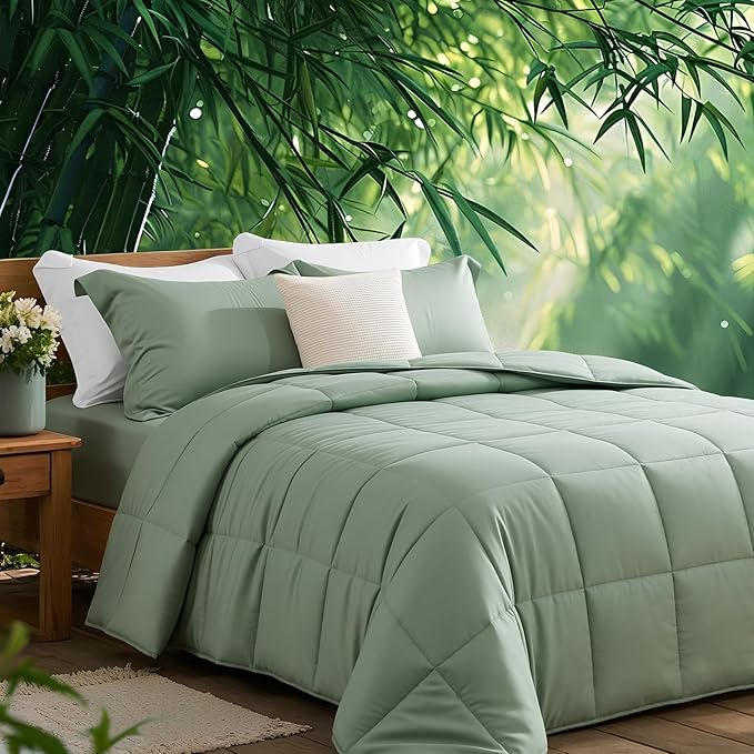 NEXHOME PRO 100% Viscose from Bamboo Comforter Queen Size - Ultra-Soft, Breathable, Lightweight All-Season & Summer Duvet Insert, Natural Temperature Regulating for Cooling Sleep