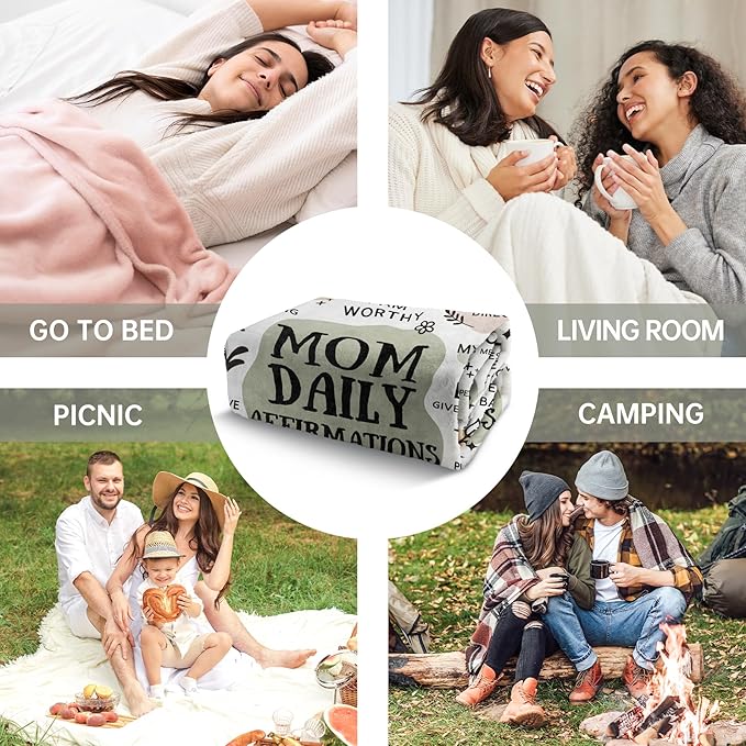 BaubleDazz First Mothers Day New Mom Gifts Blanket, Mama Daily Affirmations, Postpartum Pregnancy Gift for First Time Moms, Mommy to Be, Mama, New Mom Essentials, Birthday Gifts for Moms(50" x 60")