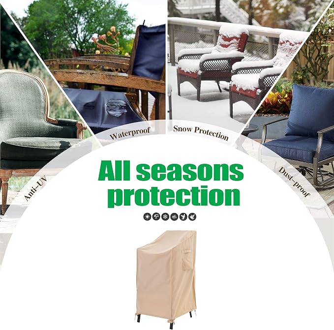 F&J Outdoors Waterproof UV Resistant Heavy Duty Patio Cover for 4-6 Stacking Chairs, 27" W x 37" D x 47" H - Image 8