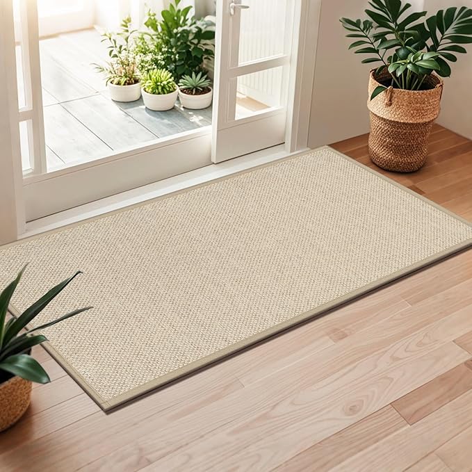 LEKEEPGO Long Door Mat 24"x59", Non Slip Door Mat Indoor Entrance, Rubber Backing Front Indoor Doormat Washable Absorbent Low-Profile Entryway Entry Resist Dirt Inside Hallway Door Mats, Khaki by LEKEEPGO