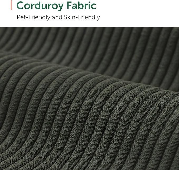 HONBAY Modern Corduroy Ottoman Module Sofa, 28.4 Inch Square Ottoman Bench with Storage, Green