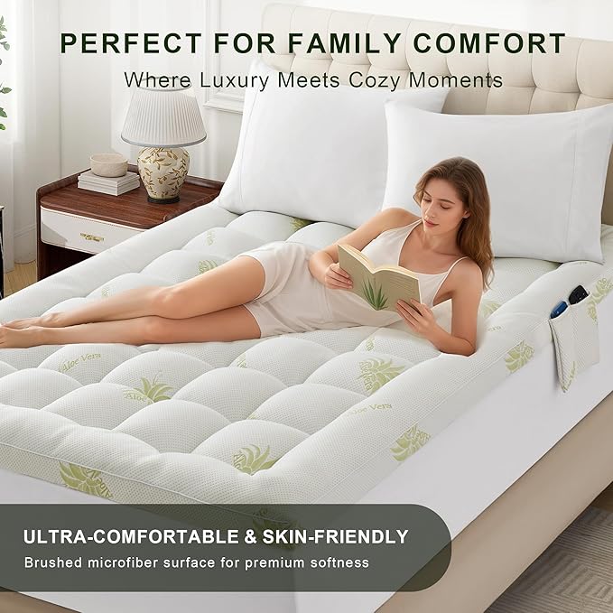 Mattress Topper King Size Pillow Top - Extra Thick Padded Mattress Pad & Protector, Breathable Fitted Deep Pocket 8-21, Ultra Soft & Supportive 1100GMS
