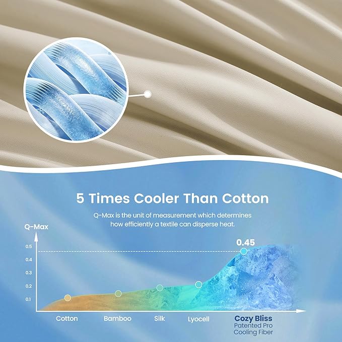 Cozy Bliss Cooling Comforter Twin Size, Cooling Blankets for Hot Sleepers and Night Sweats, Khaki Summer Comforter for Twin Size Bed, Breathable Soft Lightweight Silk Smooth