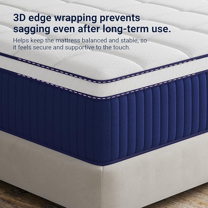 Avenco Twin XL Mattress 10 Inch, Twin XL Hybrid Mattress with Gel Infused Memory Foam and Smarts Coil Springs, Targeted Support & Motion Isolation, CertiPUR-US Certified, Mattresses in a Box