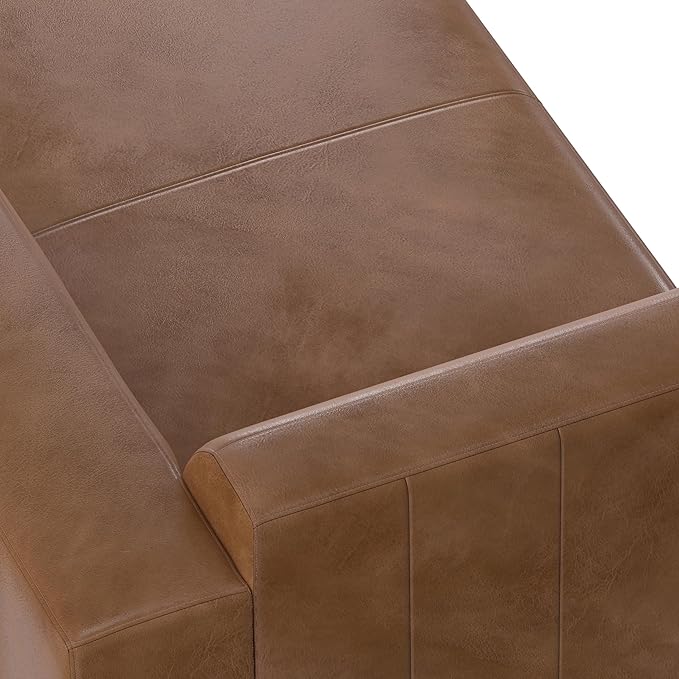 SIMPLIHOME Rex Right Chaise Sofa Module in Full-Grain Genuine Leather, Caramel Brown, 44-inches W x 69.5-inches D, Handcrafted Modern-Style Right-Arm Chaise Lounge Chair for Living Room
