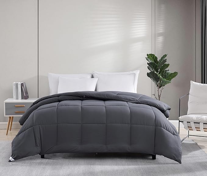Casa Platino Gray Comforters Twin XL Size - Super Soft Duvet Insert with 8 Durable Tabs - Comfy & Cozy All Season Twin XL Size Quilted Bedding Comforter - Premium Down Alternative Fill - 66"x88", Gray