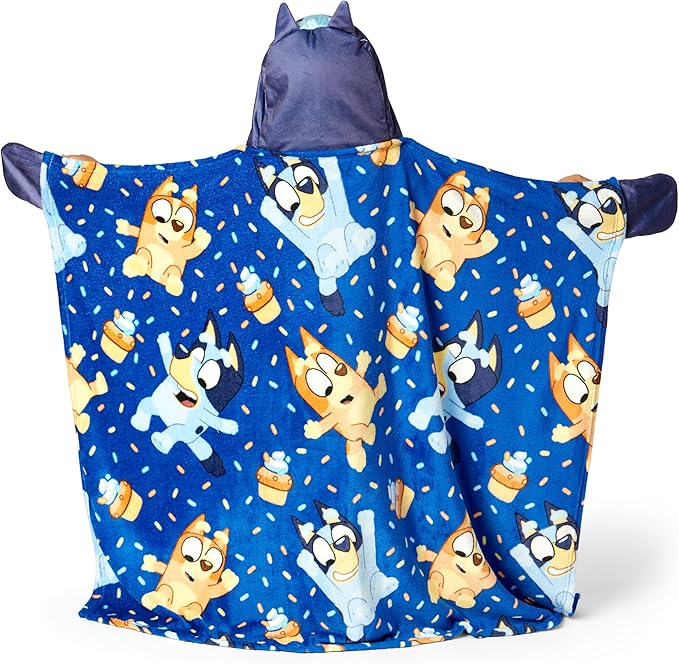 Northwest BBC Studios Bluey Throw Blanket, Wearable Hooded 3D Sculpted Silk Touch Throw, 40"x50"
