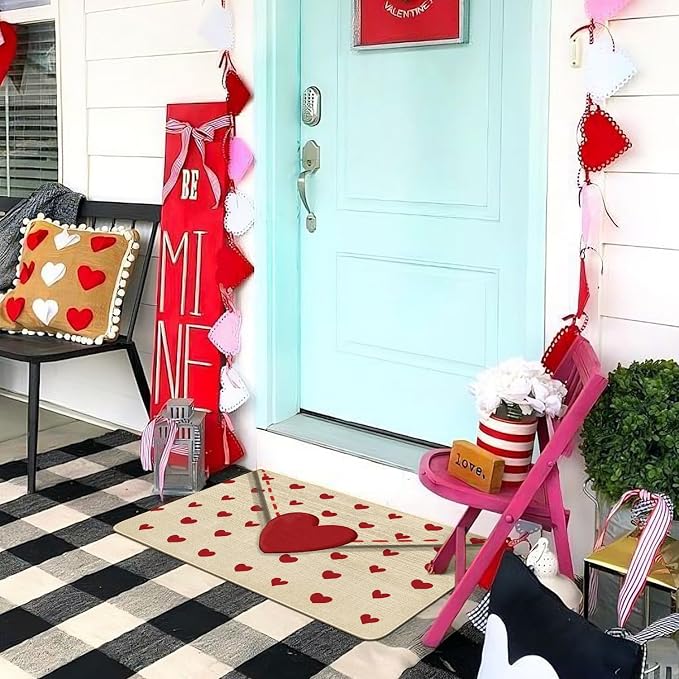 Faptoena Valentines Door Mat,Valentines Love Letter Envelopes Indoor Outdoor Non-Slip Valentine Doormat,Entryway Front Porch Valentine's Welcome Mat for Entrance Decor 30" x 17" - Image 2