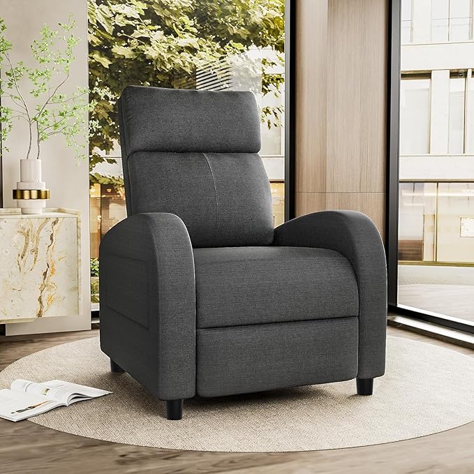 Homall Recliner Chair, Recliner Sofa for Adults, Recliners Home Theater Seating with Lumbar Support, Reclining Sofa Chair for Living Room (Fabric, Grey)