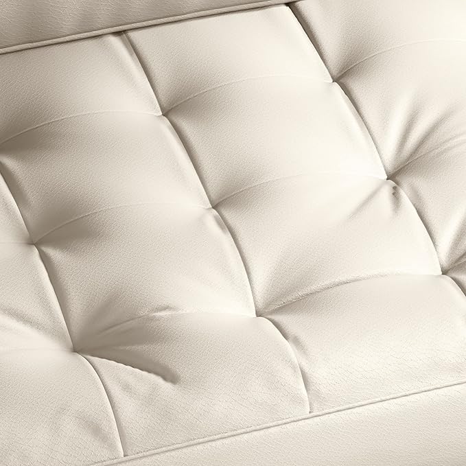 SILKIR 3-Person Sofa Couch for Living Room | Perfect for: Apartment/Studio/Office & Small Space | Poly Leather Fabric | Fast and Easy Assembly | (White) Modern Contemporary Mid-Century, Faux