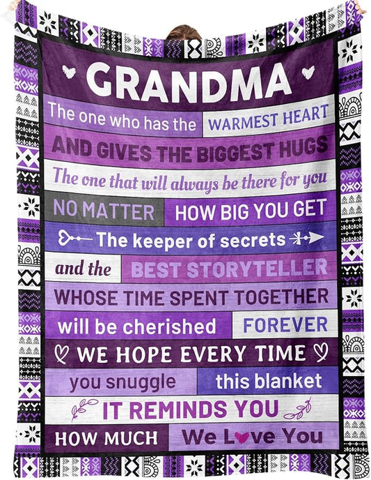 Grandma Gifts Blanket - Birthday Gifts for My Dear Grandma, Unique Nana Gift on Mother's Day Christmas - Soft Throw Blanket Present 60" x 50
