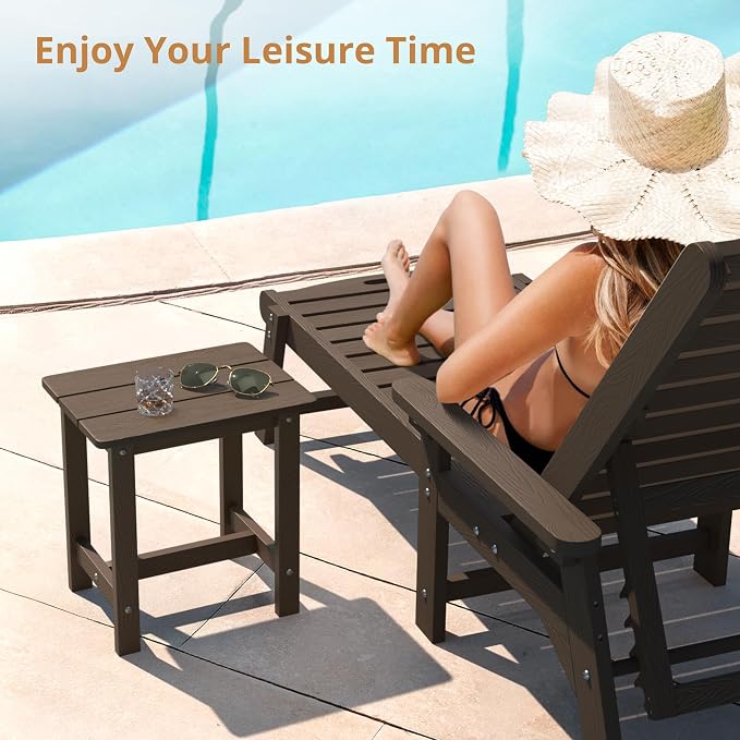 LUE BONA Outdoor Side Table Set of 2, HDPS Small Outdoor Table, Adirondack Side Table, Outside End Table for Patio, Deck, Pool, Weather Resistant/Easy Maintenance/Indoor or Outside Use, Dark Brown - Image 4