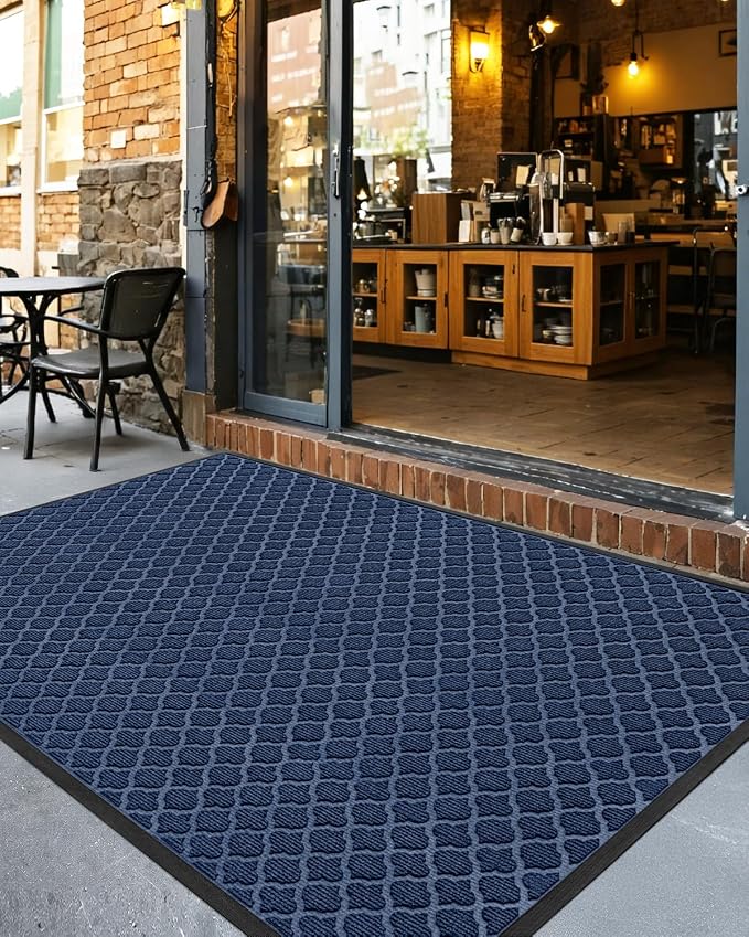 DEXI Front Door Mat Outside Entrance, 2x3 ft Entryway Rubber Back Doormat Heavy Duty, Non Slip Low Profile Welcome Entry Mats for Inside House Floor Exterior Patio, Floral Blue - Image 8