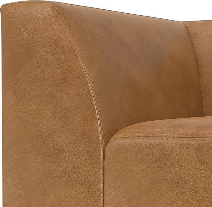 SIMPLIHOME Rex Corner Sofa Module in Full-Grain Genuine Leather, Sienna, 38-inches Wide, Handcrafted Modern-Style Corner Accent Chair for Living Room and Family Room