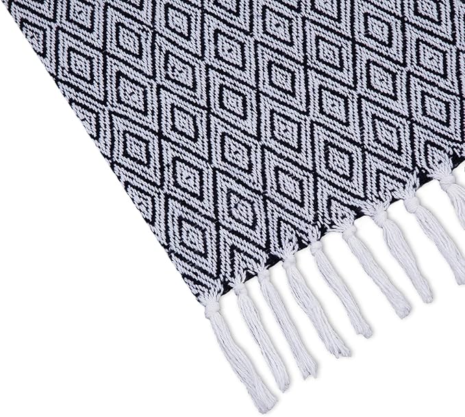Americanflat 50x60 Throw Blanket - Soft and Breathable Cotton Throw Blanket for Couch, Bed, Chair - Decorative Blankets Perfect for Home or Outdoor Use - Navy Blue and White Double Diamond Design