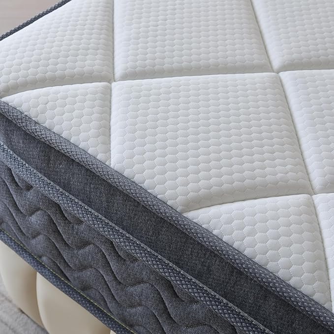 Twin Size Mattress 10 Inch,Twin Mattress in a Box for Cool Sleep Gel Memory Foam Hybrid Bed Mattresses Individual Pocket Springs,Soft&Breathable Comfort Support,Medium Firm Feel,Motion Isolation
