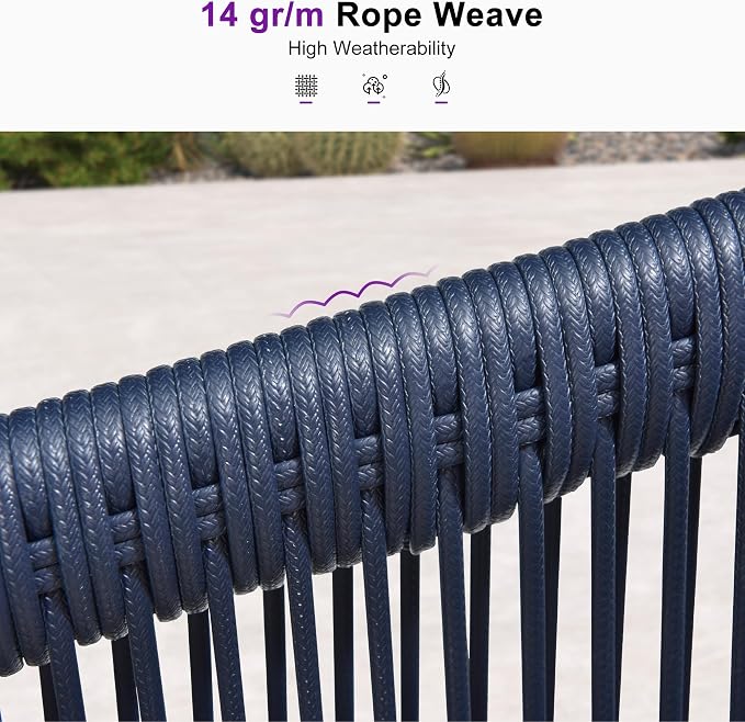 PURPLE LEAF Outdoor Dining Set for 8 All-Weather 10 Pieces Patio Aluminium Dining Oversized Table and Rope Weave Chairs Included Cushions for Backyard Indoor Kitchen Patio Furniture Set Gray and Navy - Image 3
