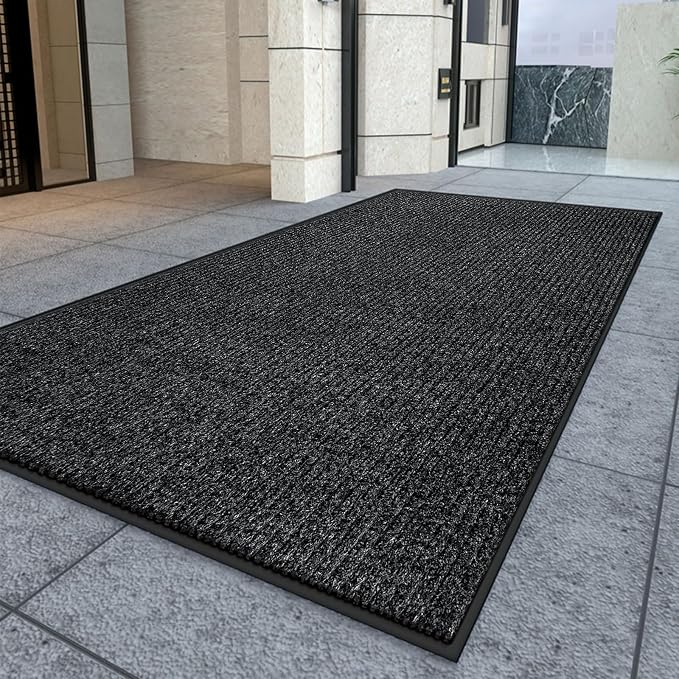 Kuyal Front Door Mat, 2'x6' Indoor Outdoor Entrance Mat, Commercial Floor Mats Inside Outside Entrance, Heavy Duty Durable Welcome, Rubber Backing Non Slip Outdoor Mats for Entryway,Black - Image 2