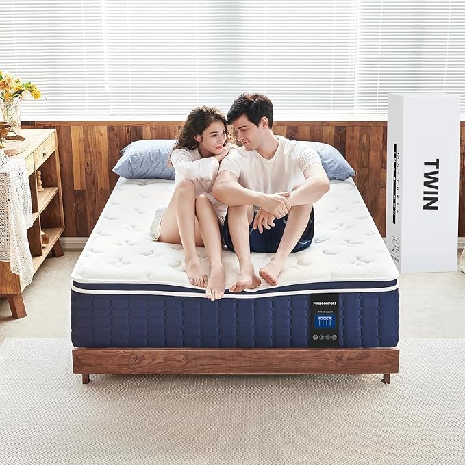 Coolvie Queen Mattress 14 Inch in a Box, Medium Firm Feel Hybrid Queen Size Mattress, CertiPUR-US® Certified Memory Foam&Pocket Spring, Extra Lumbar & Shoulder Support for Pain Relief, 80''L x 60''W