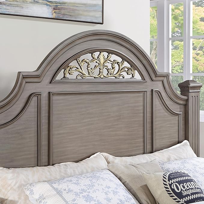 Furniture of America Malierd Traditional Wood 3-Piece Bedroom Set, Panel King-Size Bed and 3-Drawer Nightstand for Bedroom, Gray