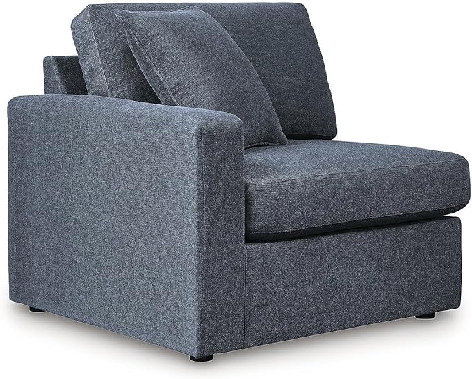 Signature Design by Ashley Modmax Stain Resistant Urban Modular Straight 5-Piece Sectional with Reversible Cushions, Removable Covers and 2 Accent Pillows, Blue
