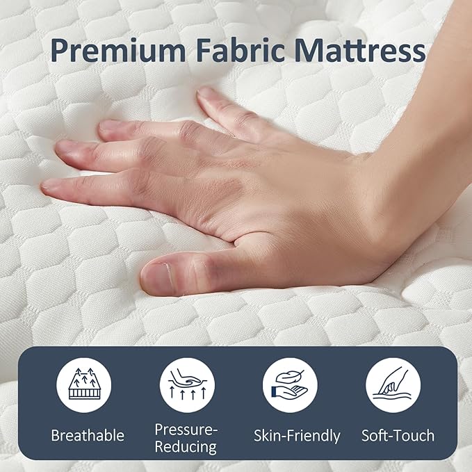 Full Size Mattress, 12 Inch Full Mattress in a Box, Memory Foam Mattress with Pocket Springs, Medium Firm, Lumbar Support & Motion Isolation, Pressure Relief & Breathable Comfort