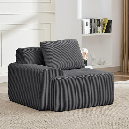 KIGOTY Modular Sectional Sofa, Comfy Cloud Sectional Couch with Left Armrest, Corner Couch, Modern Boneless Sofas for Living Room, No Assembly Required, Grey