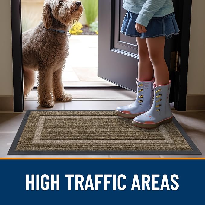 OLANLY Front Door Mat Indoor Outdoor Entrance, Waterproof All-Season, All-Weather Doormat, Sturdy Natural Rubber, Fade Resistant, Low Profile, Easy Clean Patio Porch Entryway Mat, 47x23, Brown - Image 7
