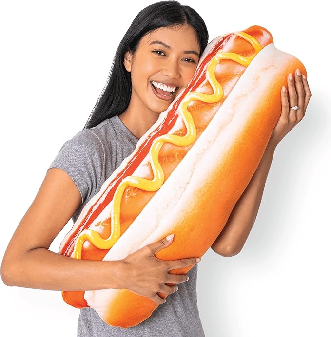 Much Comfort 30" 3D Supreme Hot Dog Throw Pillow - Made with Super Soft & Ultra Premium Fabric - Cute, Comfortable, Plush, Stuffed Body Cushion for Home Decor - Best Funny Gift for Meat Lovers - Large