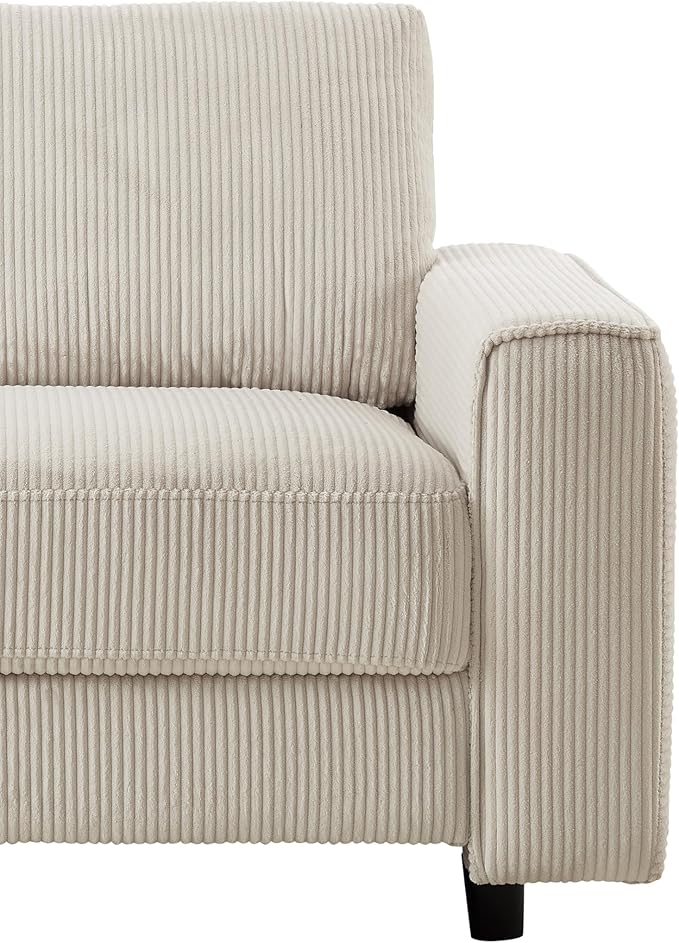 AC Pacific Derek Modern Corduroy Accent Chair for Living Room, Tufted Arm Chair with Plush Upholstery, High-Density Foam, Sleek Black Legs, Durable Wooden Frame, Chair, Beige