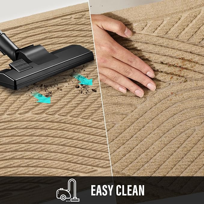 HIYARD Sturdy Front Door Mat, Absorbent Muddy Dirt Resist Welcome Door Mats Outdoor Indoor, Stain and Fade Resistant, Non-Slip Backing Entry Mat Low Profile Doormat for Entryway, 36×24, Beige - Image 8