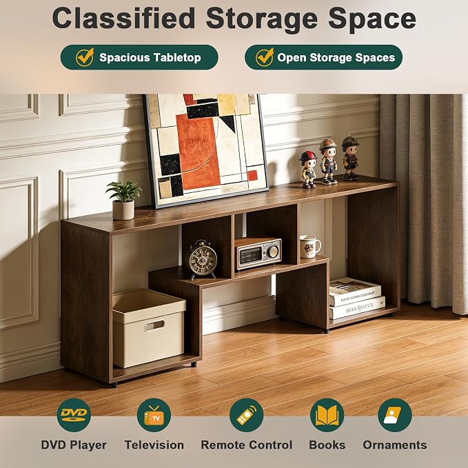TV Stand for TVs up to 55'', Modern Entertainment Center with Storage Open Shelf, Media Console Table TV Stands for Living Room/Entrance/Sofa Cabinet, Large Capacity,Easy Installation-Amber - Image 7