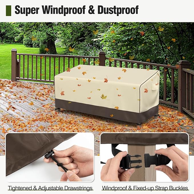MR. COVER 3-Seater Outdoor Couch Cover Waterproof, 80 Inch Patio Furniture Covers Waterproof with All Weather Protection, Heavy Duty Outdoor Sofa Covers with Air Vent and Handles, Brown & Khaki - Image 6