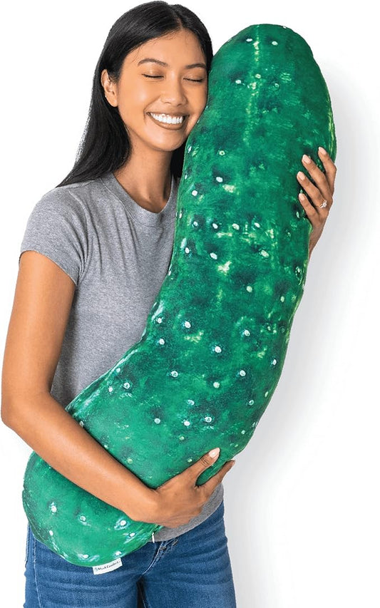 Much Comfort 37" 3D Dill Pickle Throw Pillow - Made with Super Soft & Ultra Premium Fabric - Cute, Comfortable, Plush, Stuffed Body Cushion for Home Decor or Pregnant Women - Best Funny Gift - Large