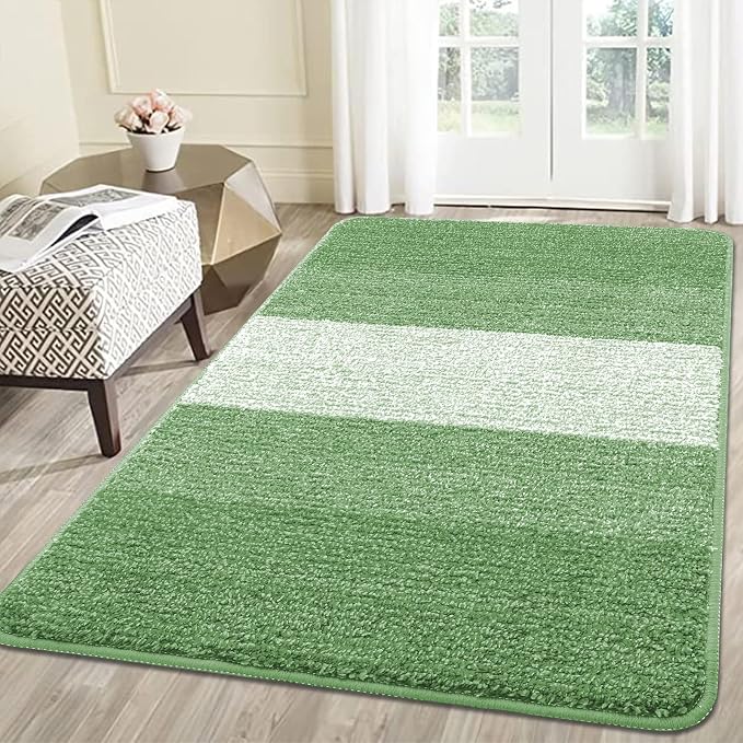 Kitinjoy Indoor Outdoor Door Mat, 59x36 Non-Slip Absorbent Dirt Trapper, Low-Profile Washable Inside Entrance Front Floor Mat, Sturdy Soft Entry Doormats for Entryway, Sage Green by Kitinjoy