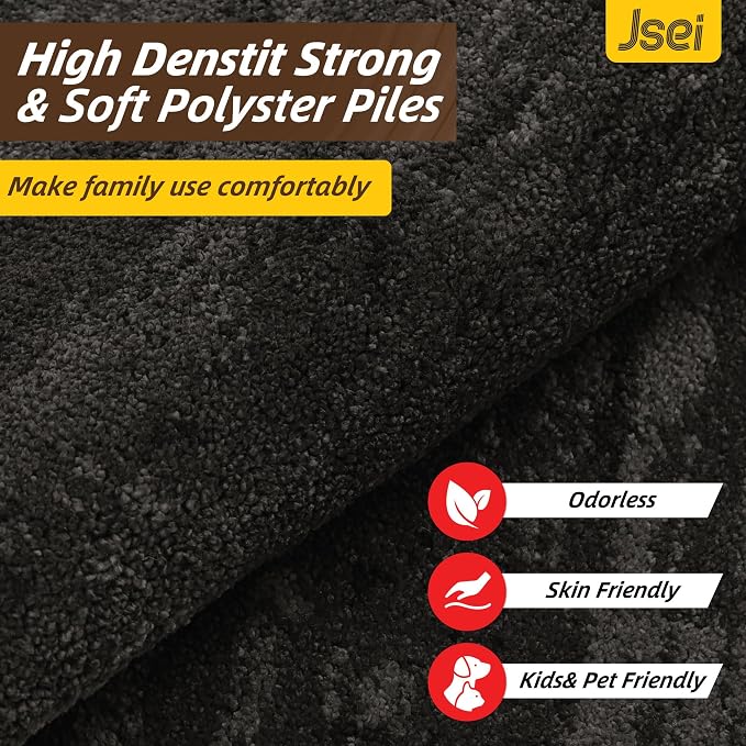 JSEI Dirt Trapper Door Mat 32"x48", Non-Slip Doormats Washable Entryway Mat, Welcome Floor Mat Absorbent Low Profile Dog Door Mats for Front Back Door, Wet Shoes & Paws, Dark Gray - Image 4