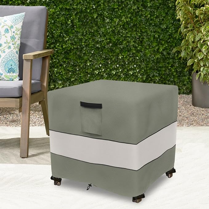 Patio Wicker Side Table Cover,22W x 22D x 18H inch,Waterproof Square Patio Small Side Table Cover,Suitable for 3-Piece Outdoor Wicker Patio Bistro Set Side Table Grey Green - Image 7