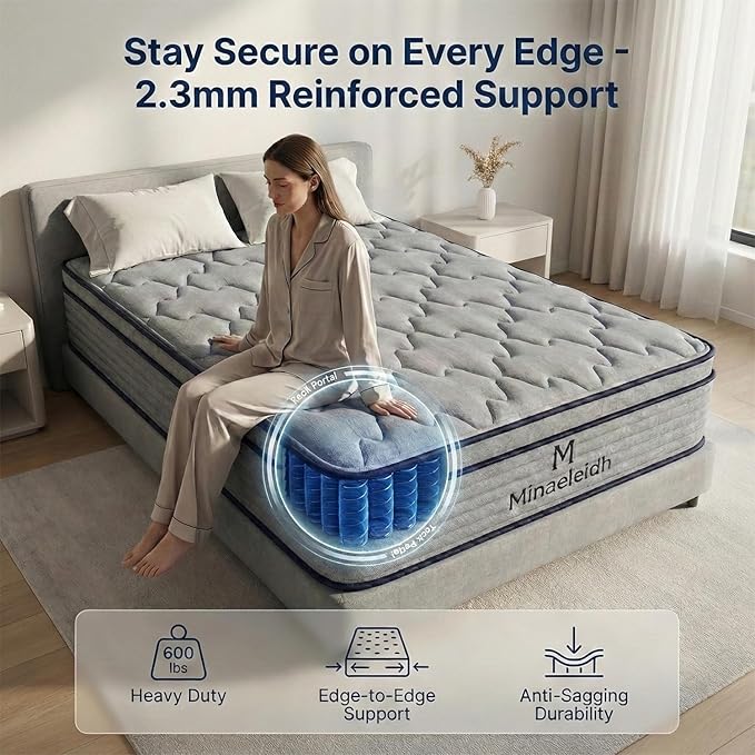 Twin Size Mattress 10 Inch, Medium Firm Boxed Hybrid Mattress, Cooling Gel Memory Foam & Motion Isolation Pocket Coils, 350lbs+ Edge Support, Fiberglass-Free, 365-Night Trial, for Bunk Beds, RV, Teen