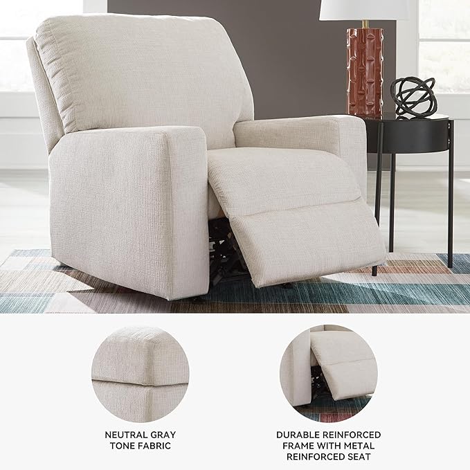 Signature Design by Ashley Aviemore Casual Rocker Recliner, Light Gray