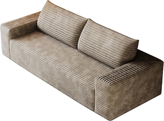 Ball & Cast 63" Loveseat Sofa with Deep Seat,Memory Foam,2 Seater Floor Couch with Corduroy Fabric,No Assembly,Cloud Sofas Couches for Small Spaces Living Room Bedroom Apartment,Easy to Move,Camel