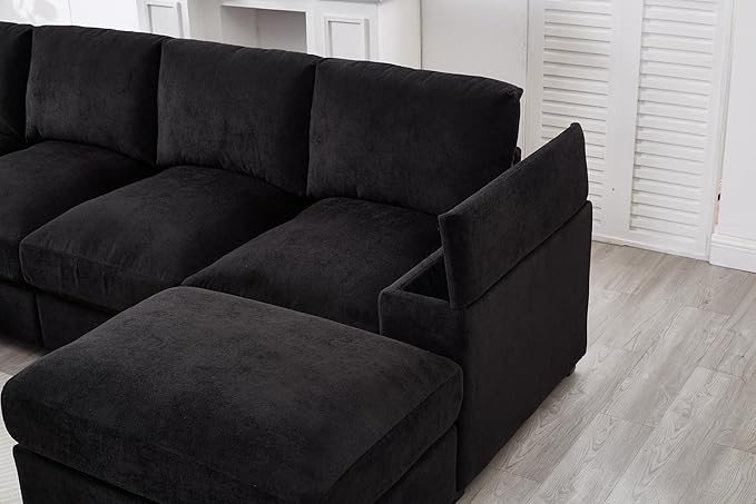 122" Oversized Modular Sectional Sofa Cloud Couch with 2 Ottomans, Comfy Corduroy Upholstered Deep Seat Large U Shaped Lounge Sofa&Couches with Hidden Arm Storage Box